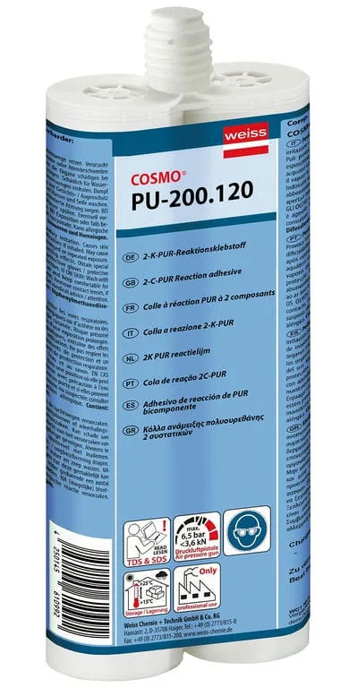 Konstrukční dvousložkové PUR lepidlo BOOSTER COSMO® PU-200.120, 2 × 310 ml